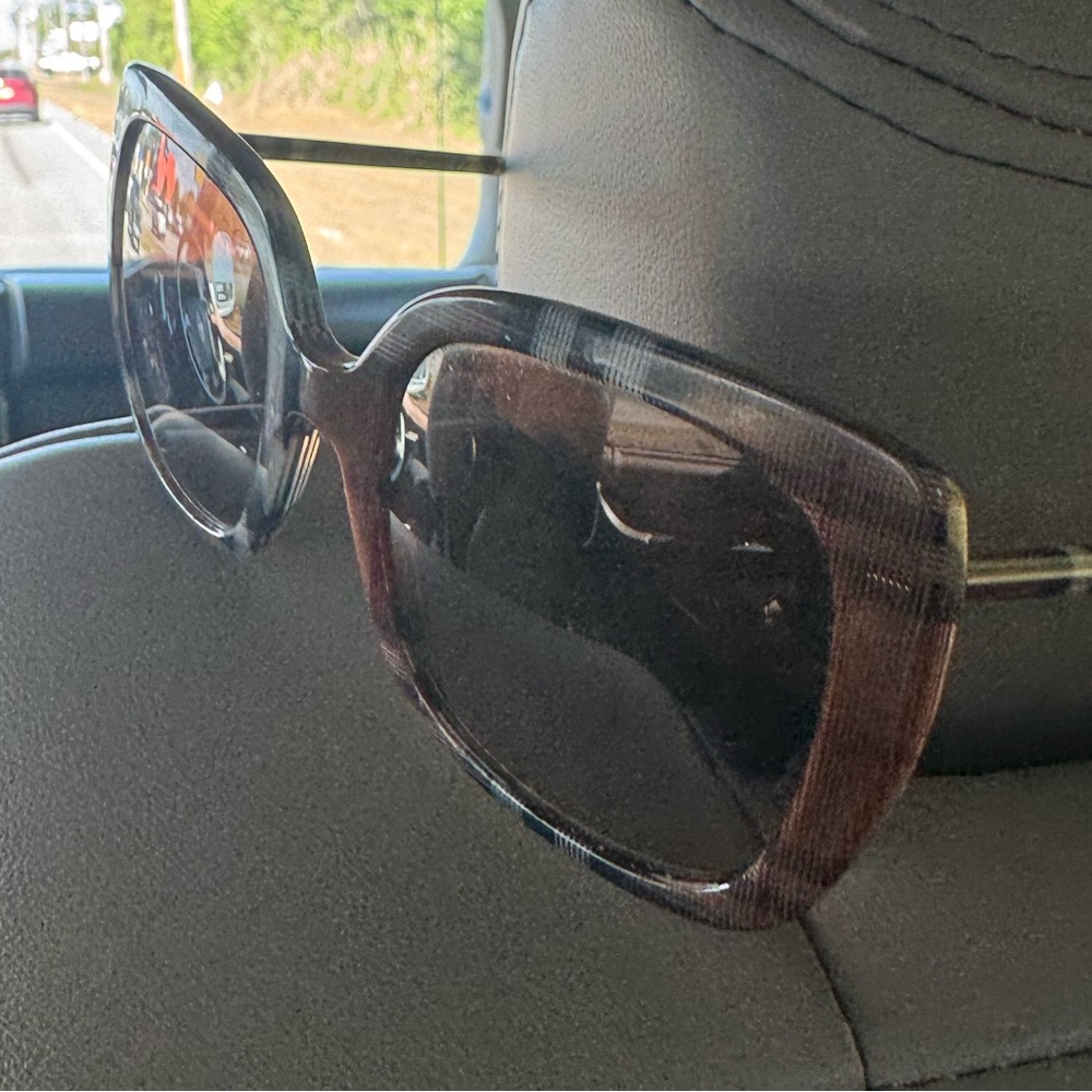 Womens Burberry BE4323 Caroll sunglasses featuring a brown check pattern.
